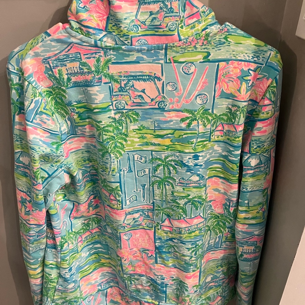 Lilly Pulitzer Pastel Tropical Zip Jacket in Blue, Pink, Green - Picture 3 of 3